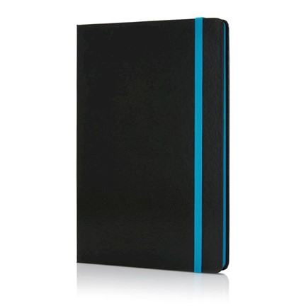 Deluxe hardcover A5 notitieboek met gekleurde zijde, blauw