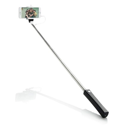 Opvouwbare selfie stick met kabel, zwart