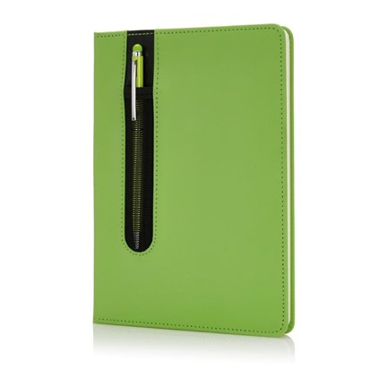 Standaard hardcover PU A5 notitieboek met stylus pen, groen