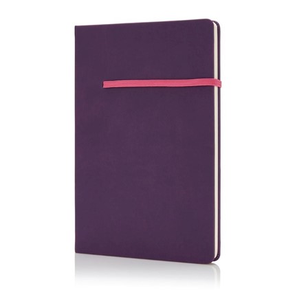 A5 notitieboek met horizontaal elastiek, paars