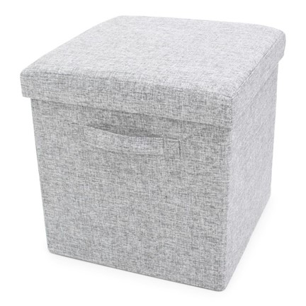 Foldable Storage Pouffe with handles Yarn Grey