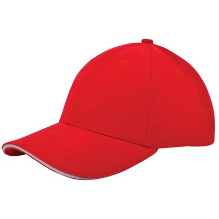 Heavy Brushed Cap Rood acc. Wit