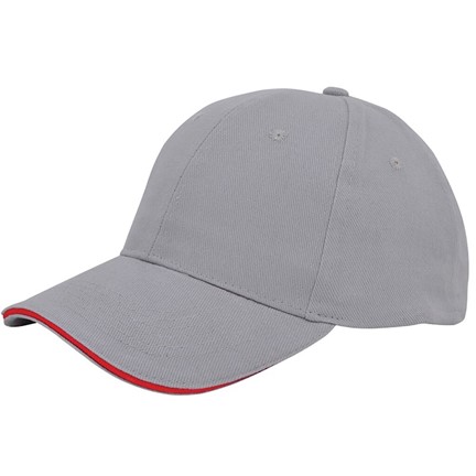Brushed Twill Cap Grijs acc. Rood