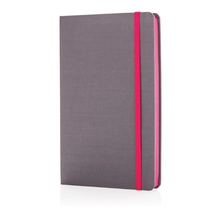 A5 Deluxe stoffen notitieboek met gekleurde zijde, roze