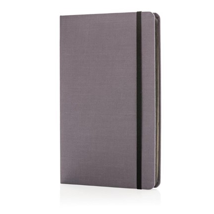 A5 Deluxe stoffen notitieboek met gekleurde zijde, zwart