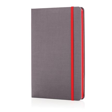 A5 Deluxe stoffen notitieboek met gekleurde zijde, rood
