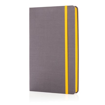 A5 Deluxe stoffen notitieboek met gekleurde zijde, geel