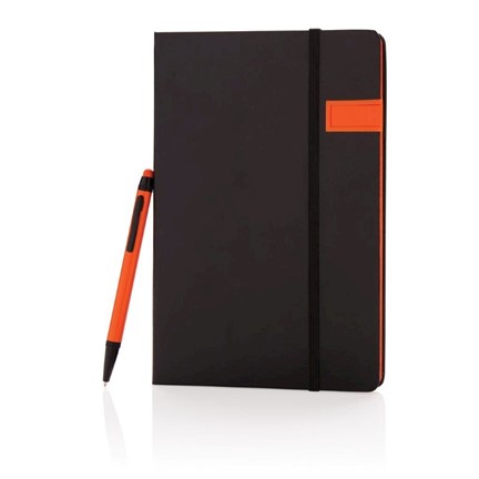 Deluxe data notitieboek met 8GB USB en touchscreen pen, oran