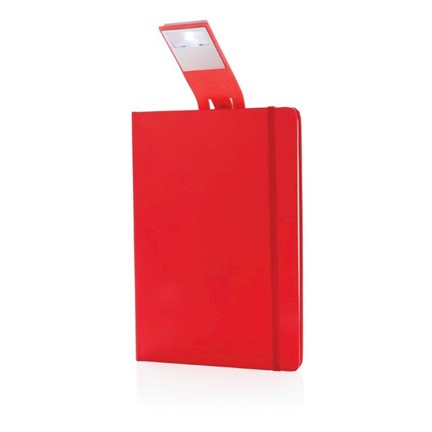 A5 notitieboek met LED leeslamp, rood