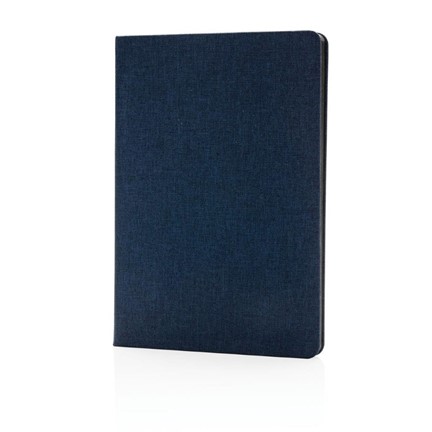 Deluxe stoffen notitieboek met zwarte zijkant, blauw