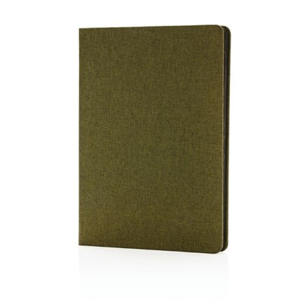 Deluxe stoffen notitieboek met zwarte zijkant, groen