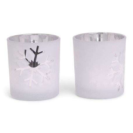 SENZA Glass Candle Holder /2 White-Silver