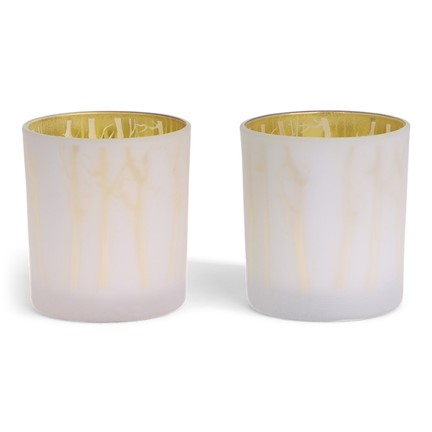 SENZA Glass Candle Holder /2 White-Gold