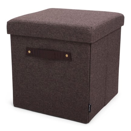 Pouffe Dark Brown + PU handles with Serving Tray