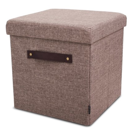 Pouffe Light Brown + PU handles with Serving Tray
