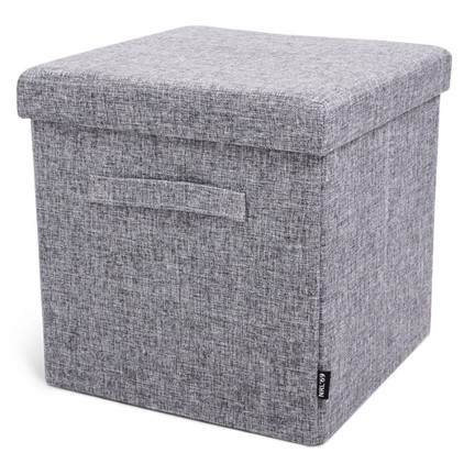 Pouffe Light Grey + handles with Serving Tray