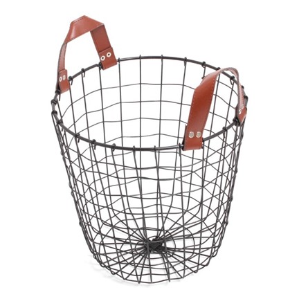 Iron Basket Black with PU Handles